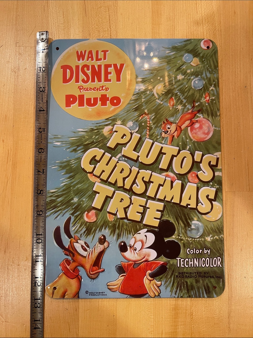 Walt Disney Pluto's Christmas Tree Vintage Debossed Metal Art